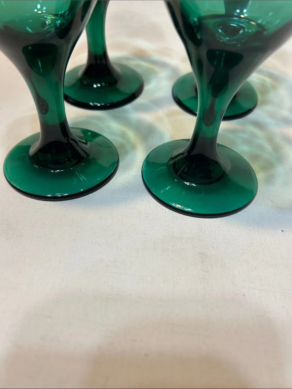 Vintage Set of 4  Libbey Glass Juniper Green Wine / Water Glasses